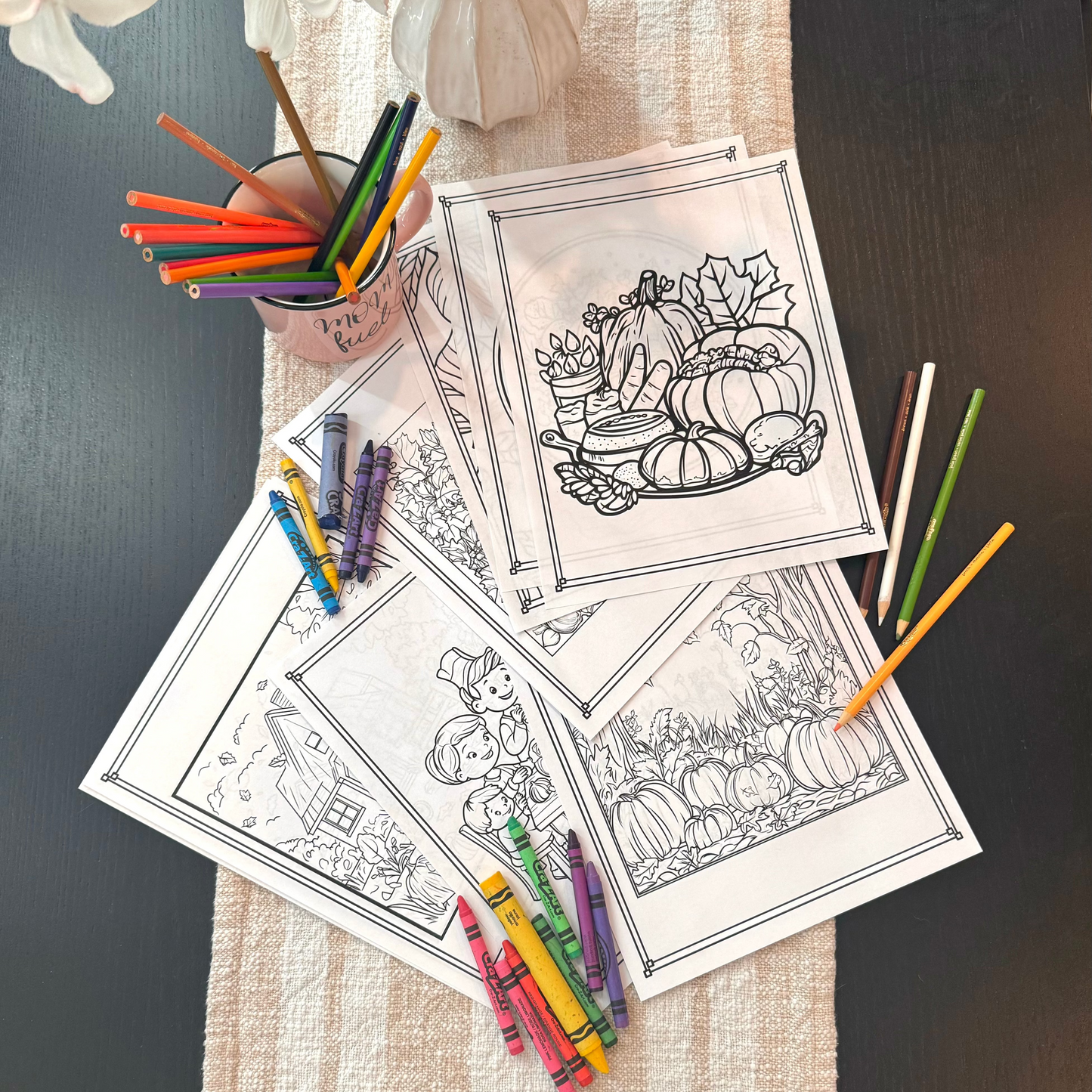 Thanksgiving Coloring Pages - Pack of 10 designs